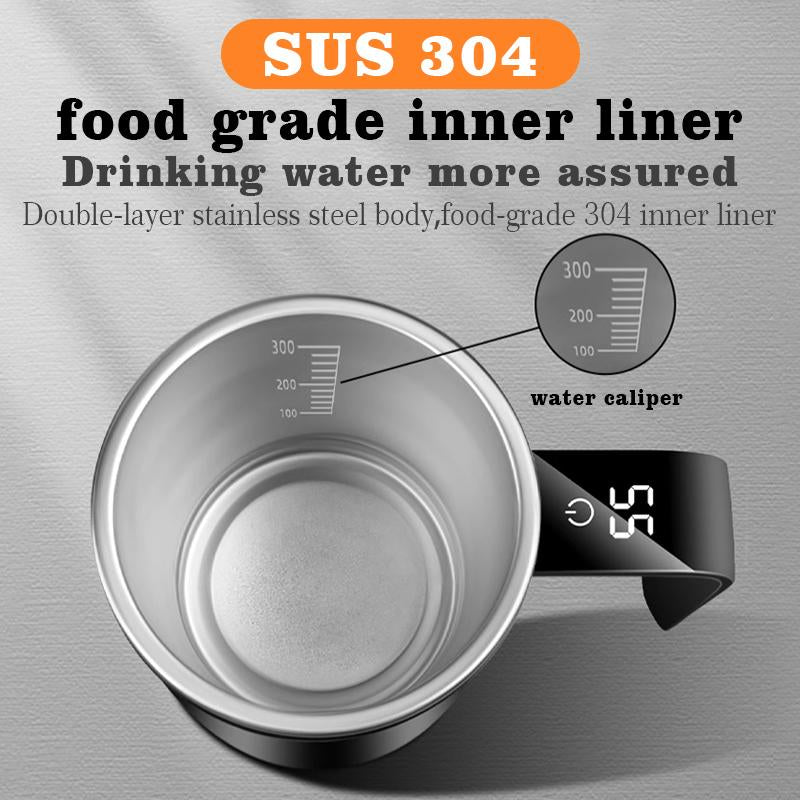 Fully Automatic Intelligent Magnetic Stirring Cup, with LED Intelligent Temperature Measurement, 20S Automatic Stirring Stop, 304 Stainless Steel Material, USB Charging, Waterproof Design, Suitable for Coffee, Milk Powder and Other Beverages