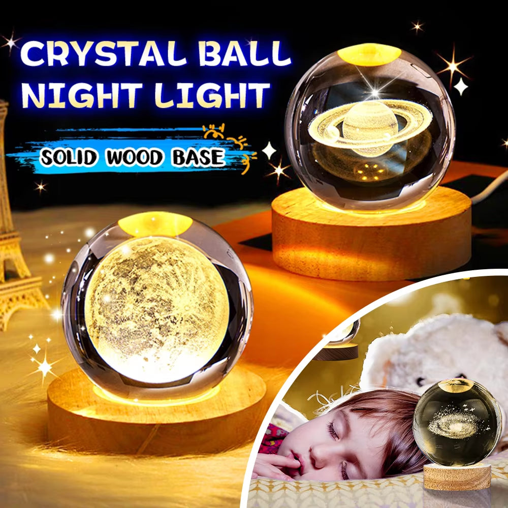 Crystal Ball Night Light LED Galaxy Children Night Lamp for Bedroom Ambient Light Creative Gift Night Light USB Led Light