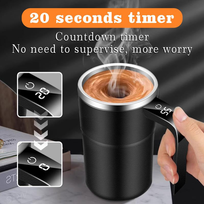 Fully Automatic Intelligent Magnetic Stirring Cup, with LED Intelligent Temperature Measurement, 20S Automatic Stirring Stop, 304 Stainless Steel Material, USB Charging, Waterproof Design, Suitable for Coffee, Milk Powder and Other Beverages