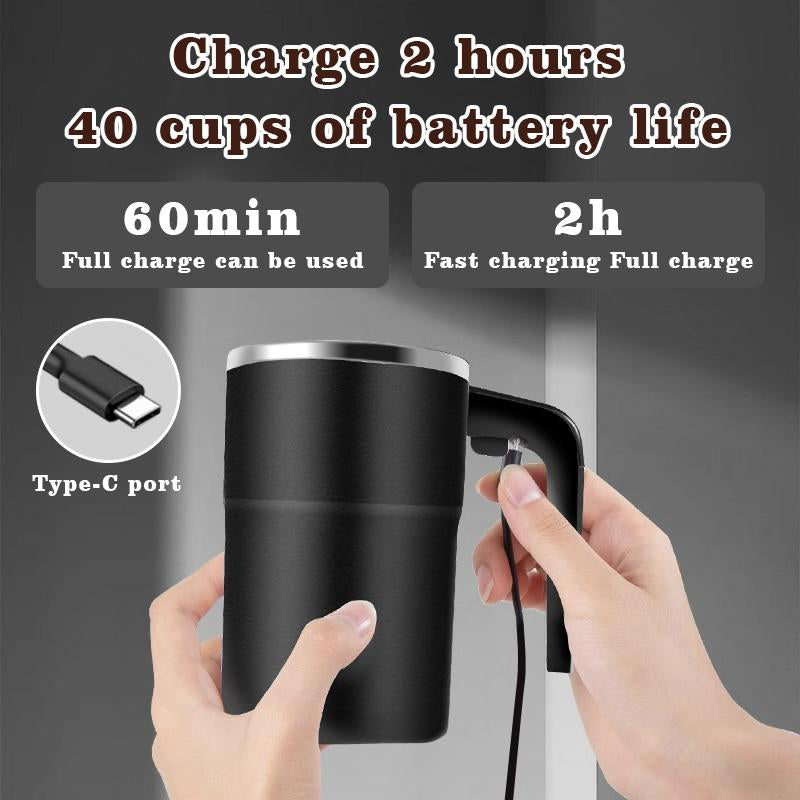 Fully Automatic Intelligent Magnetic Stirring Cup, with LED Intelligent Temperature Measurement, 20S Automatic Stirring Stop, 304 Stainless Steel Material, USB Charging, Waterproof Design, Suitable for Coffee, Milk Powder and Other Beverages