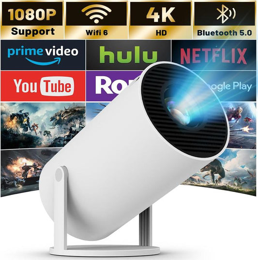 Portable 3D Game Projector, Mother'S Day Gift Android 11 Wifi 6 BT5.0 Home Theater Projector, Wireless Mini Projector with Game Function for Living Room, Home Use Audio