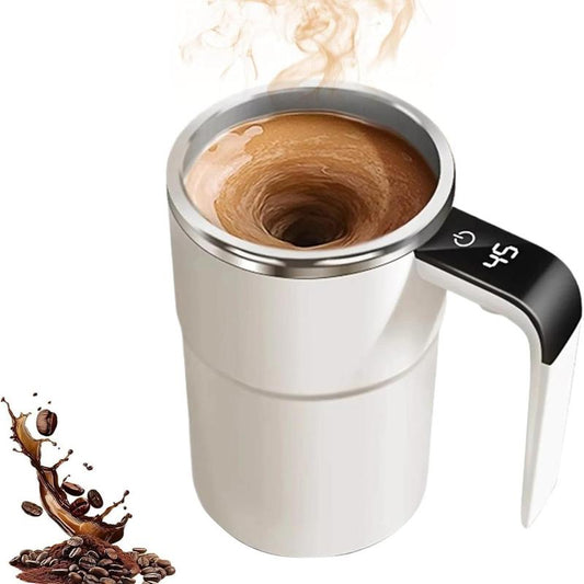 Fully Automatic Intelligent Magnetic Stirring Cup, with LED Intelligent Temperature Measurement, 20S Automatic Stirring Stop, 304 Stainless Steel Material, USB Charging, Waterproof Design, Suitable for Coffee, Milk Powder and Other Beverages