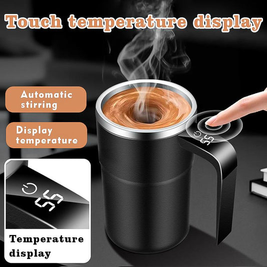 Fully Automatic Intelligent Magnetic Stirring Cup, with LED Intelligent Temperature Measurement, 20S Automatic Stirring Stop, 304 Stainless Steel Material, USB Charging, Waterproof Design, Suitable for Coffee, Milk Powder and Other Beverages